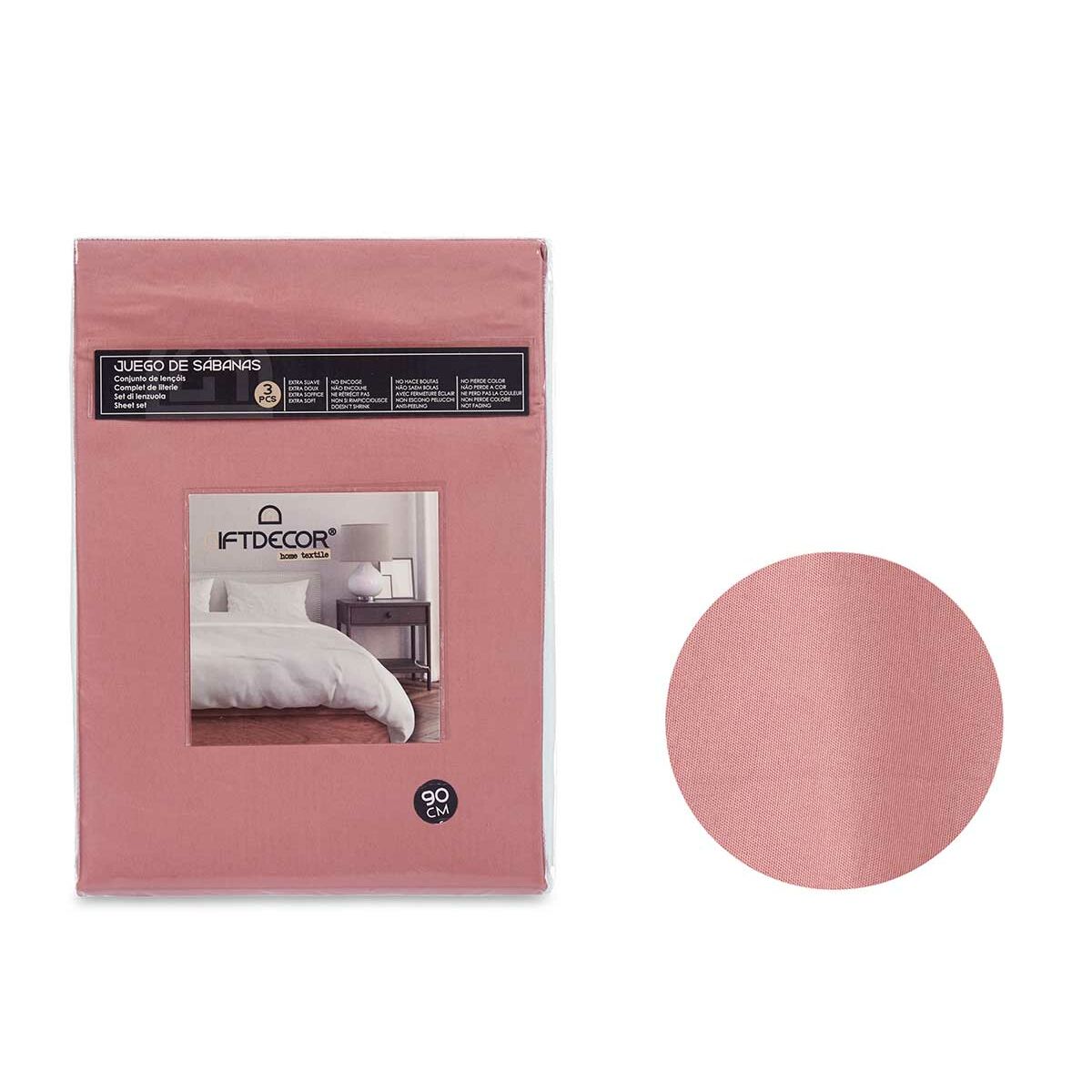 Conjunto de Lençóis Gift Decor Vermelho Cor de Rosa Solteiro 3 Peças 1 S3632761_0