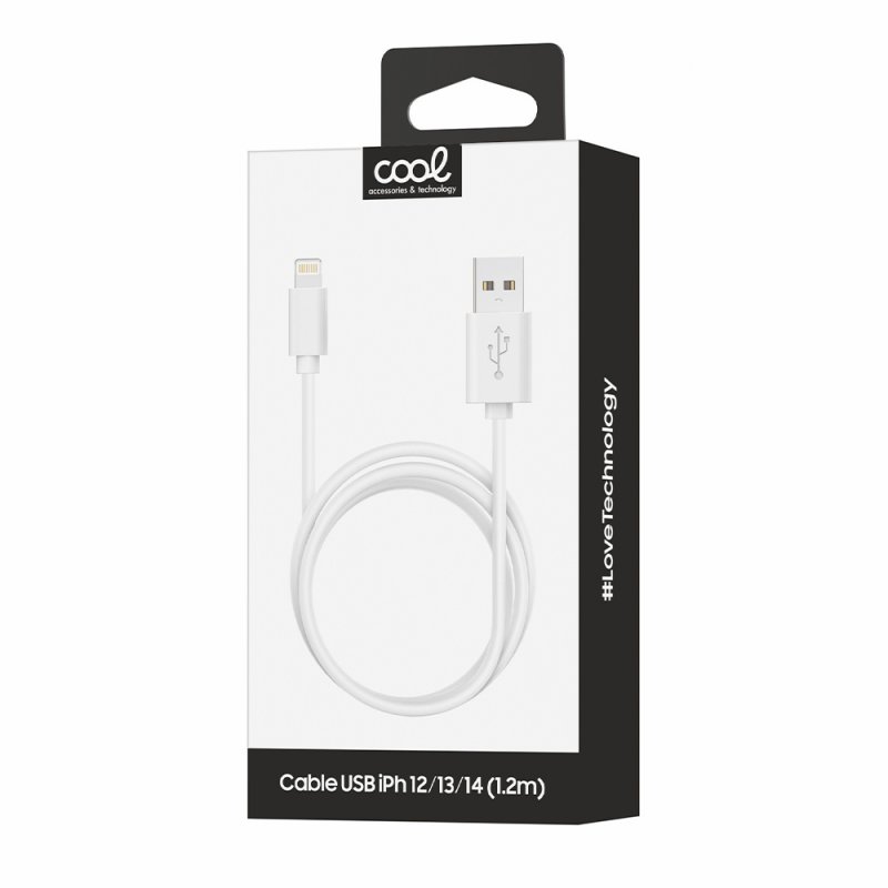 Cabo USB COOL Lightning compatível para iPhone / iPad (1,2 metros) Branco - Image 2
