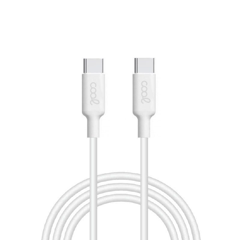 Cabo USB universal COOL compatível TYPE-C a TYPE-C (1.2 metros) Branco 3 Amp